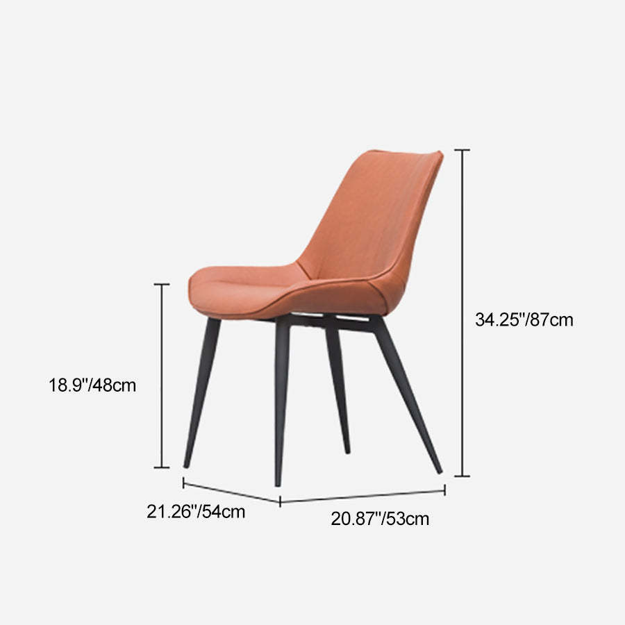 Contemporary Striped Leather Metal-Leg Dining Chair