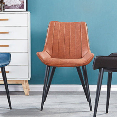 Luxury metal-leg striped black metal leather fabric dining chairs & benches