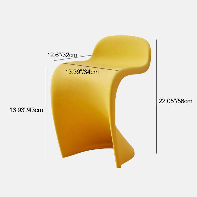 Arc Plastic Stackable Low-Back Vanity Stool — Yellow