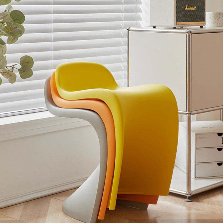 Arc Plastic Stackable Low-Back Vanity Stool