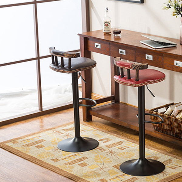 Leather Metal Adjustable Swivel Bar Stool