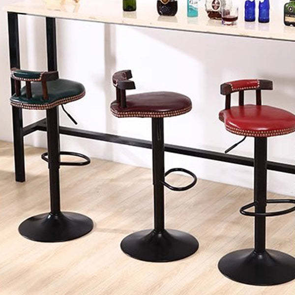 Leather Metal Adjustable Swivel Bar Stool