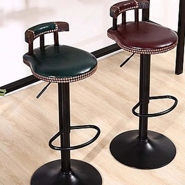Leather Metal Adjustable Swivel Bar Stool