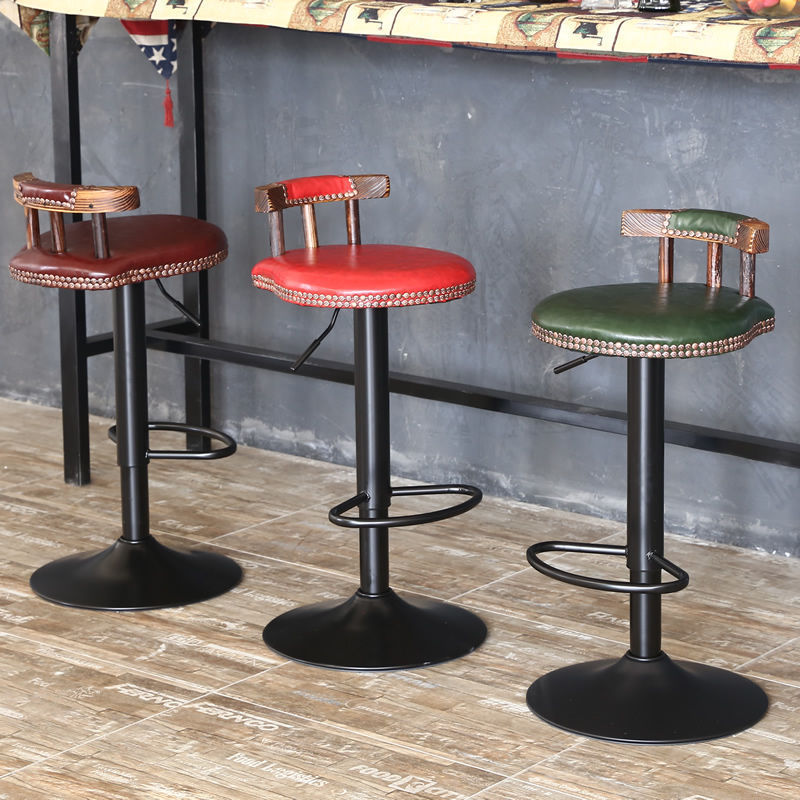 Leather Metal Adjustable Swivel Bar Stool