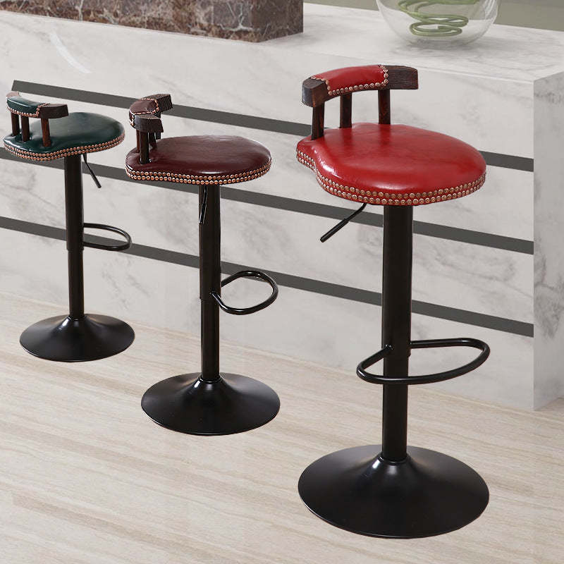 Leather Metal Adjustable Swivel Bar Stool