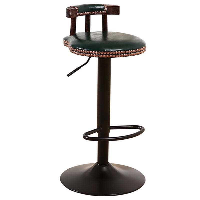 Leather Metal Adjustable Swivel Bar Stool