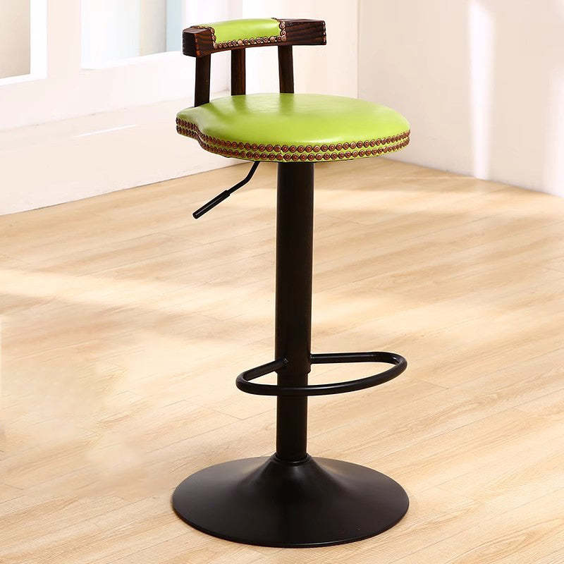 Leather Metal Adjustable Swivel Bar Stool