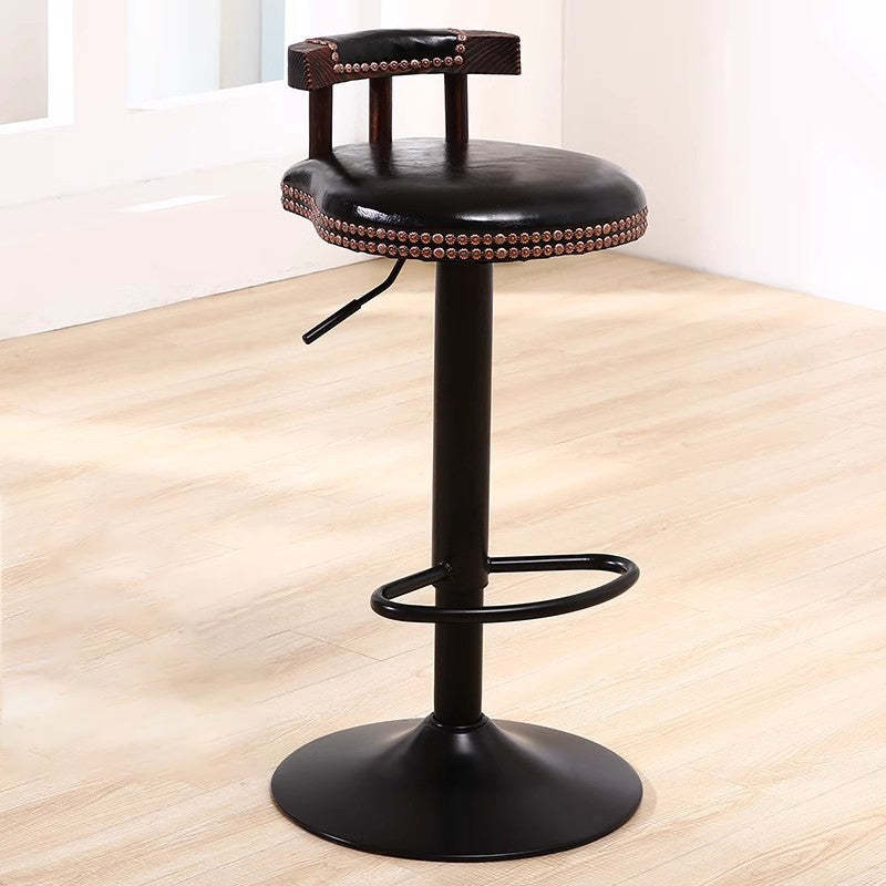 Leather Metal Adjustable Swivel Bar Stool