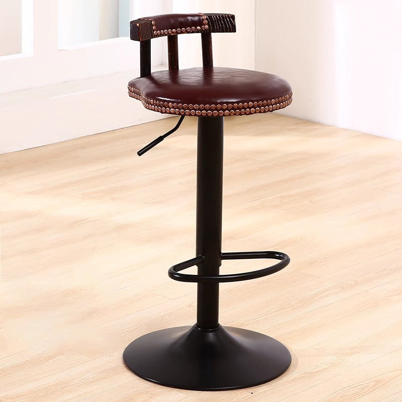Leather Metal Adjustable Swivel Bar Stool