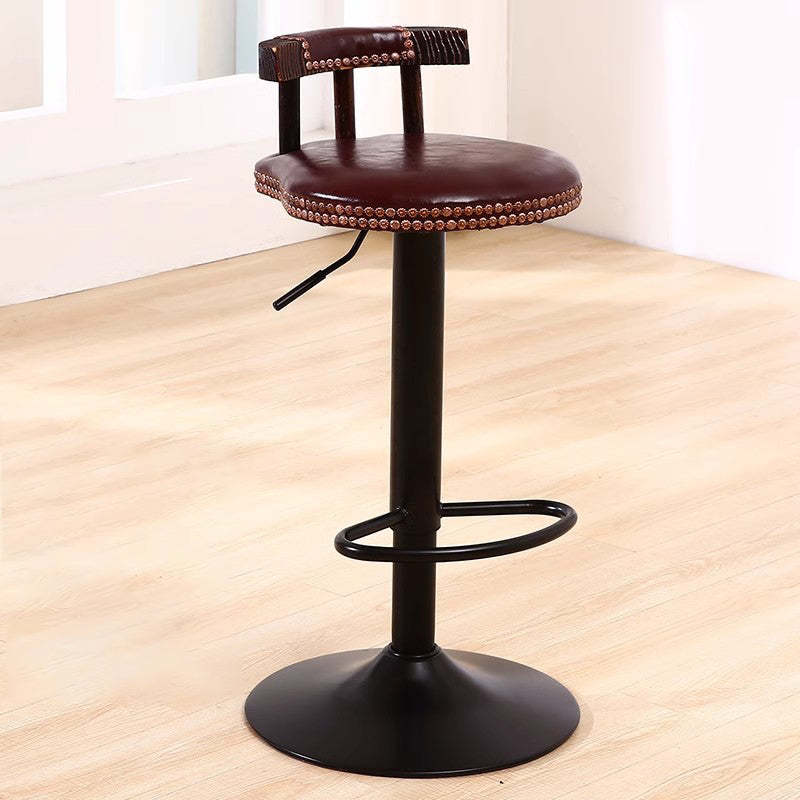 Leather Metal Adjustable Swivel Bar Stool