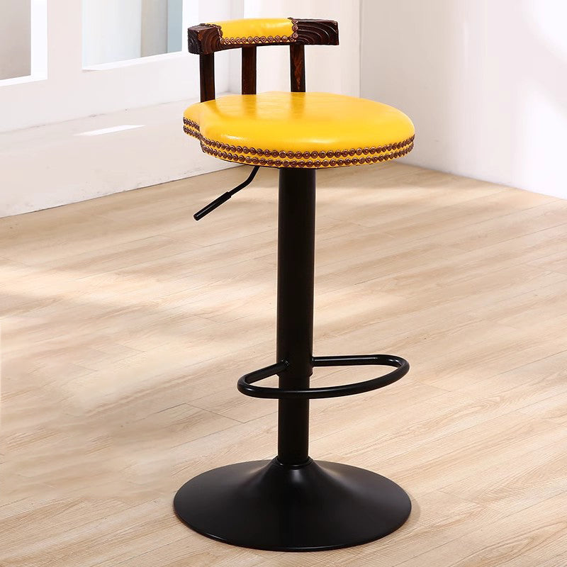 Leather Metal Adjustable Swivel Bar Stool