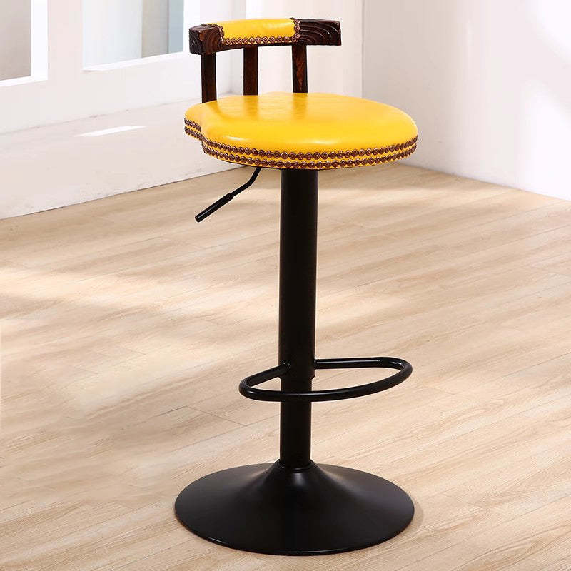 Leather Metal Adjustable Swivel Bar Stool