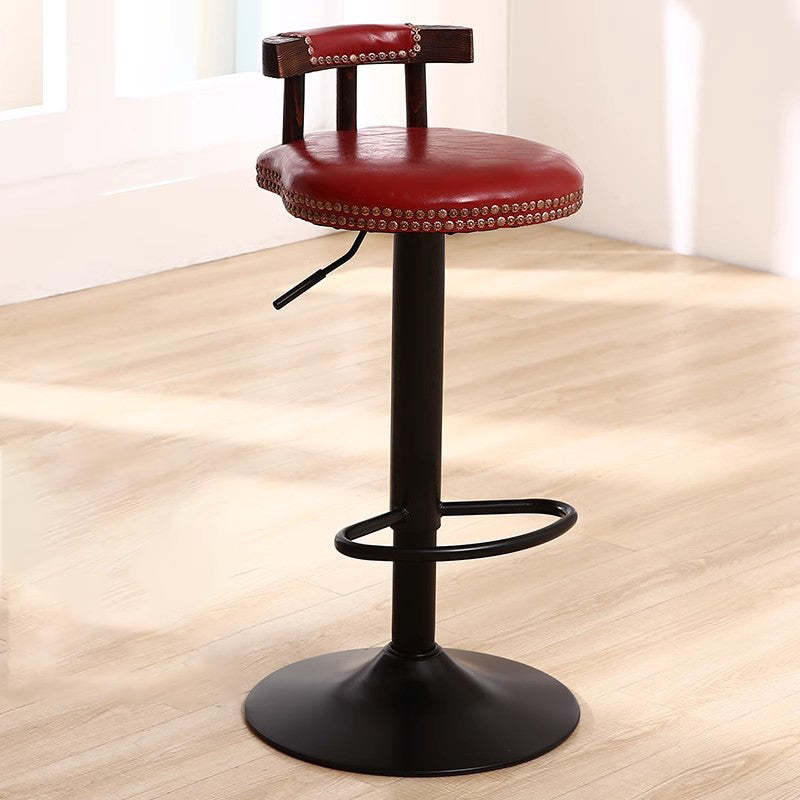 Leather Metal Adjustable Swivel Bar Stool