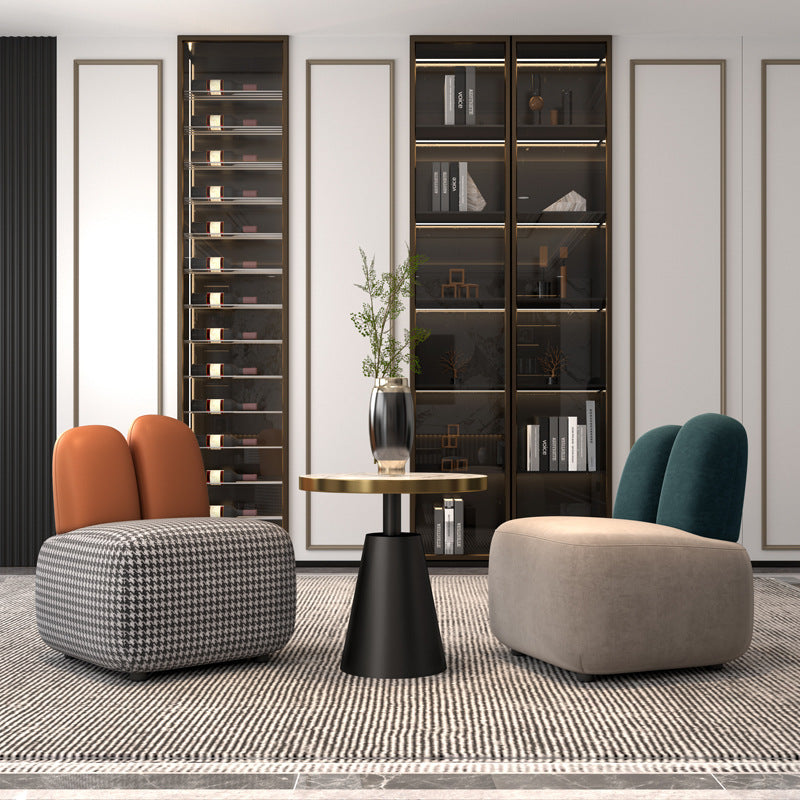 Contemporary Houndstooth Rabbit-Ear-Back Accent Chair