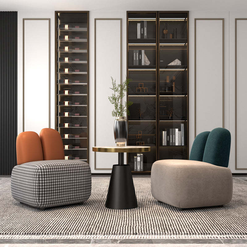Contemporary Houndstooth Rabbit-Ear-Back Accent Chair