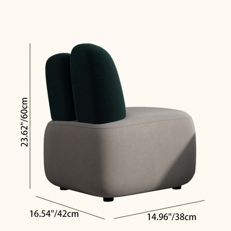 Contemporary Houndstooth Rabbit-Ear-Back Accent Chair — Deep Green Tech Fabric + Light Gray Tech Fabric
