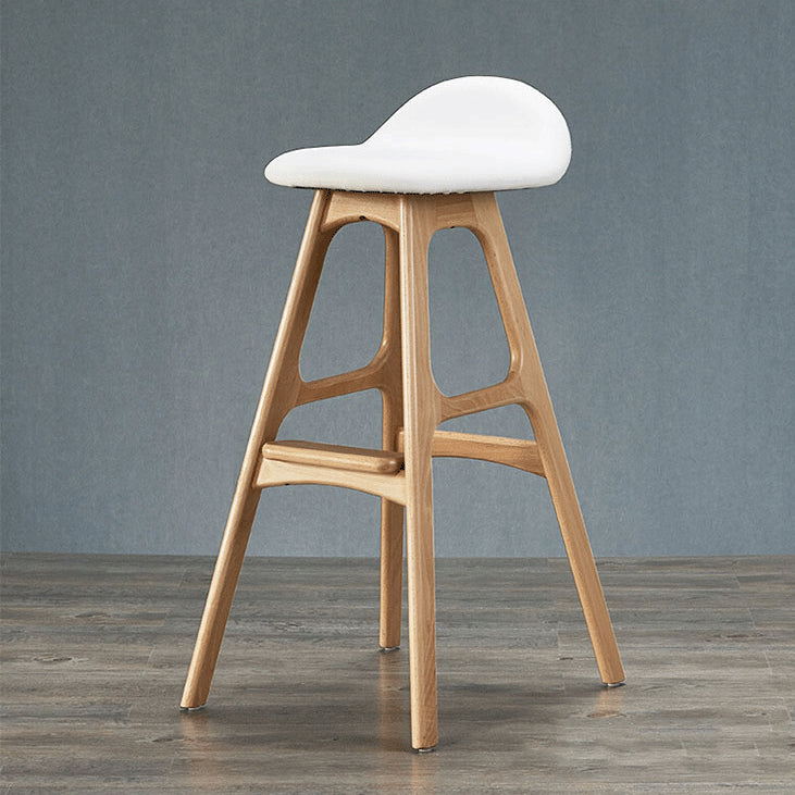 Scandinavian Curved Leather Wood Bar Stool
