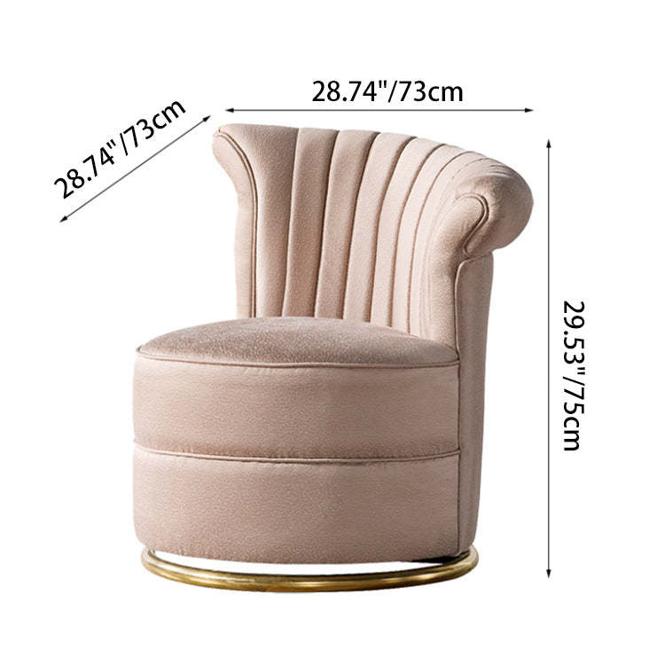 Round Velvet Upholstered Metal Accent Chair — Pink