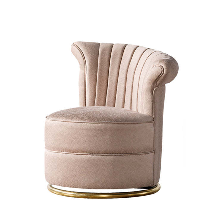 Round Velvet Upholstered Metal Accent Chair — Purple