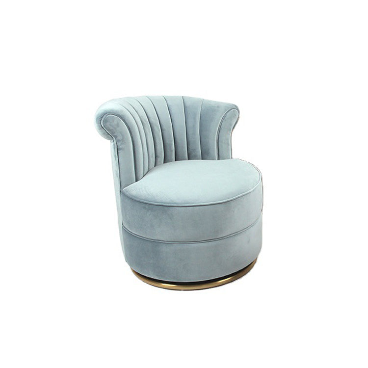 Round Velvet Upholstered Metal Accent Chair