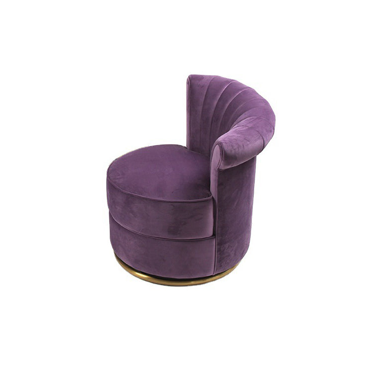 Round Velvet Upholstered Metal Accent Chair
