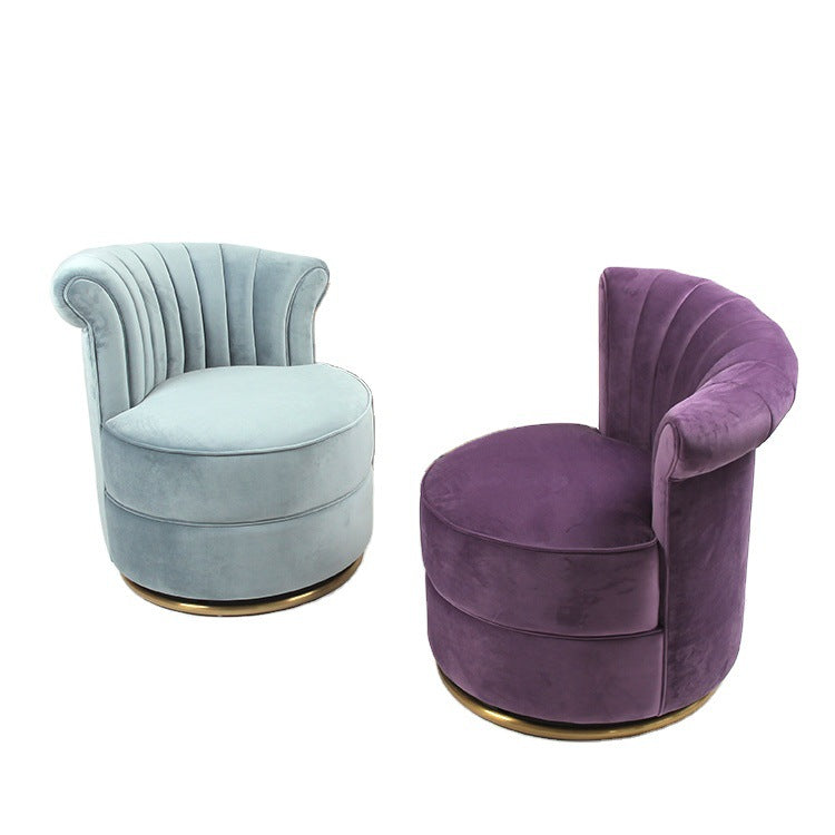 Round Velvet Upholstered Metal Accent Chair