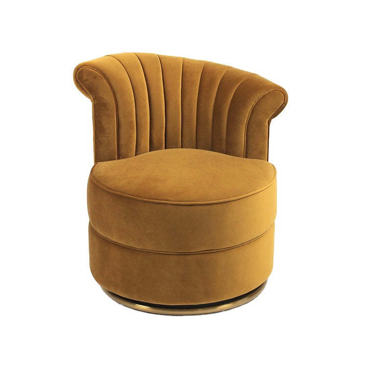 Round Velvet Upholstered Metal Accent Chair — Blue
