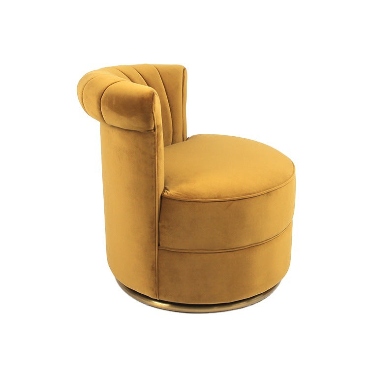 Round Velvet Upholstered Metal Accent Chair