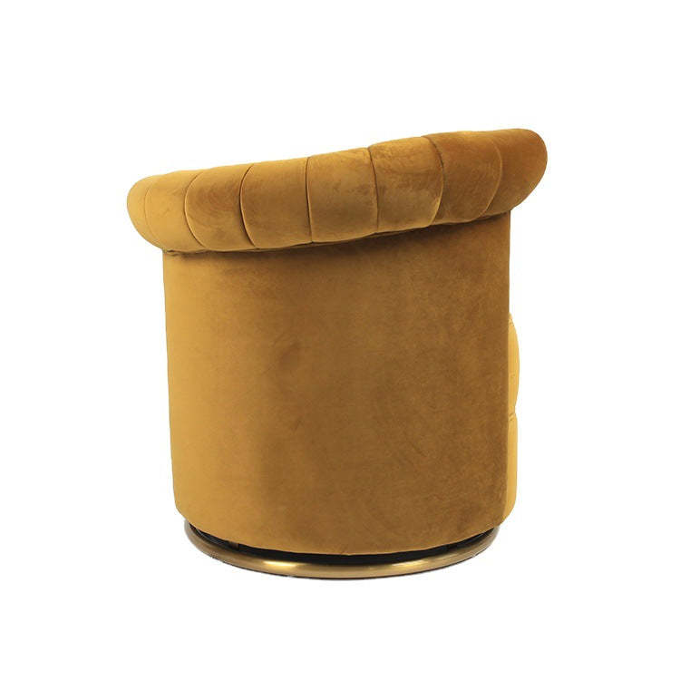 Round Velvet Upholstered Metal Accent Chair