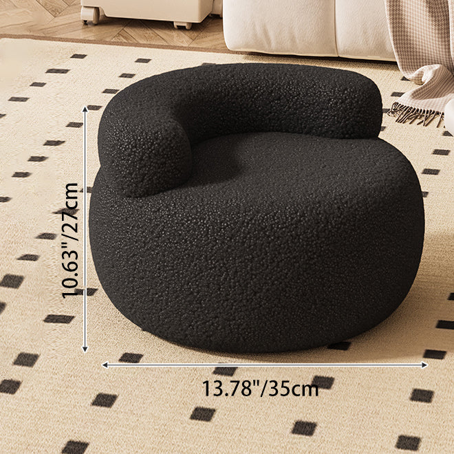 Lamb Fleece Round Pouf Low Stool — Black