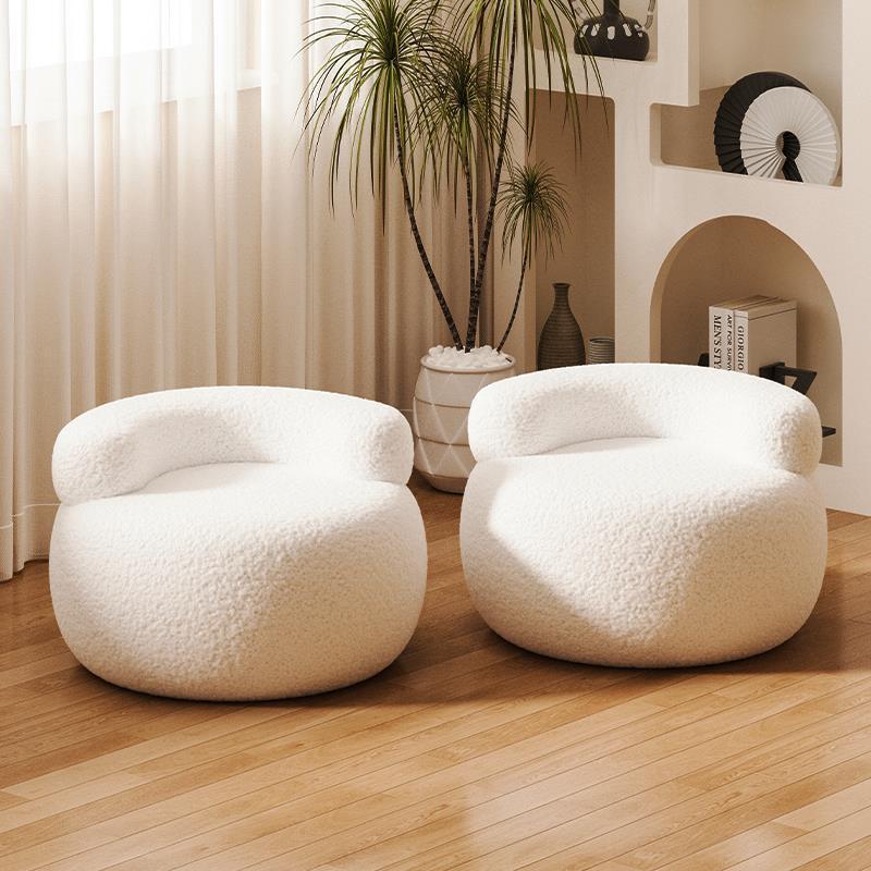 Lamb Fleece Round Pouf Low Stool