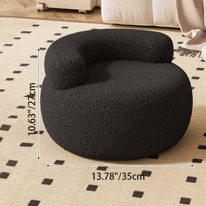 Lamb Fleece Round Pouf Low Stool — Black