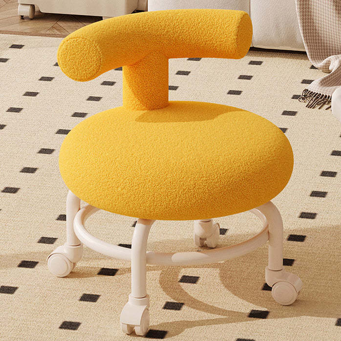 Lighom nordic caster lamb wood footstools — Yellow