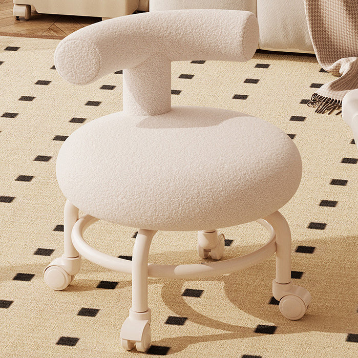 Scandinavian Lamb Fleece Caster Footstool — White