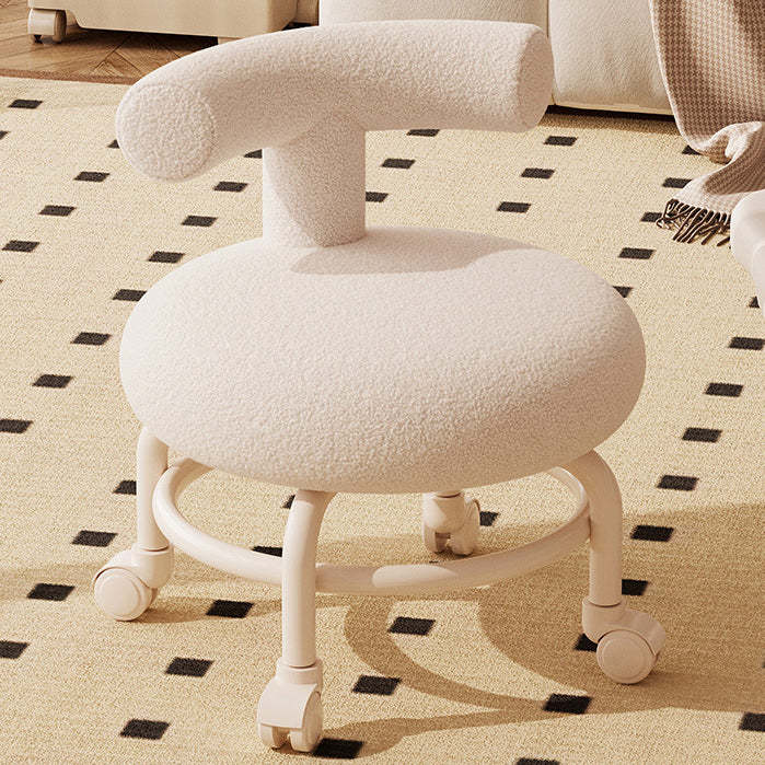 Scandinavian Lamb Fleece Caster Footstool — White
