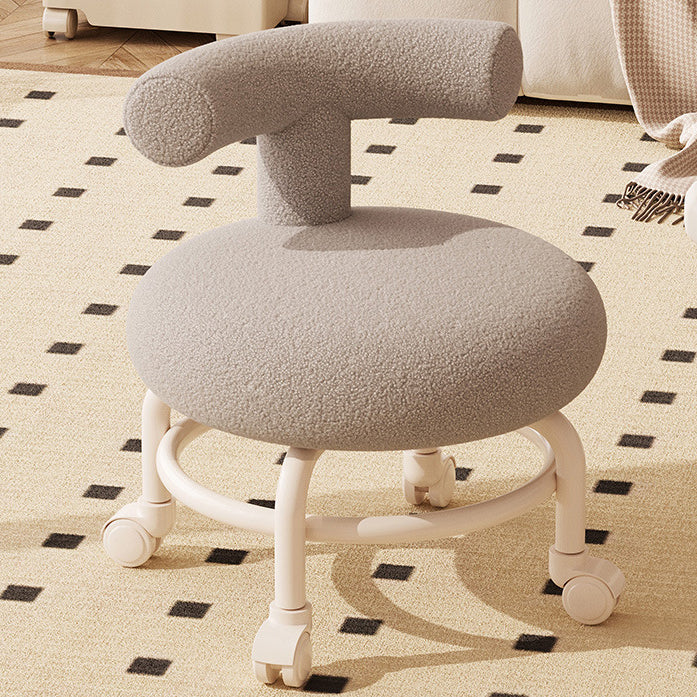 Scandinavian Lamb Fleece Caster Footstool — Gray