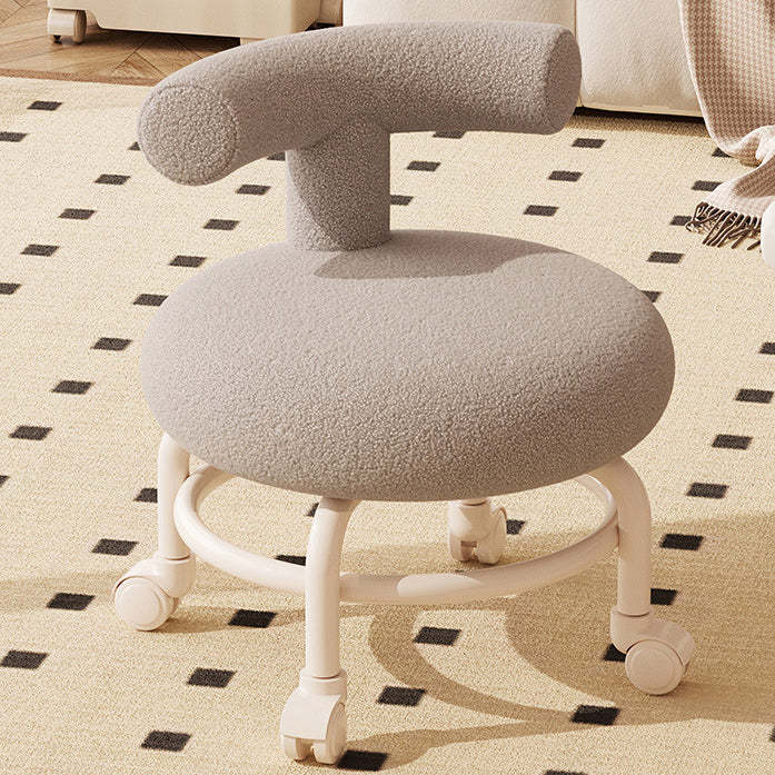 Scandinavian Lamb Fleece Caster Footstool — Gray