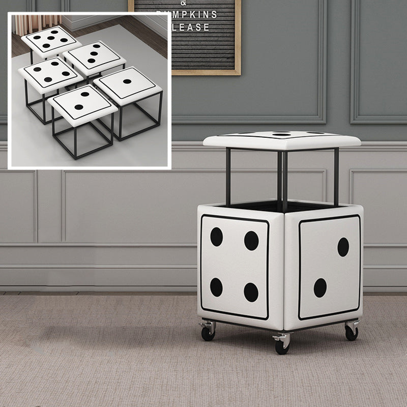 Contemporary Dice 5-in-1 Stackable Stool with Casters