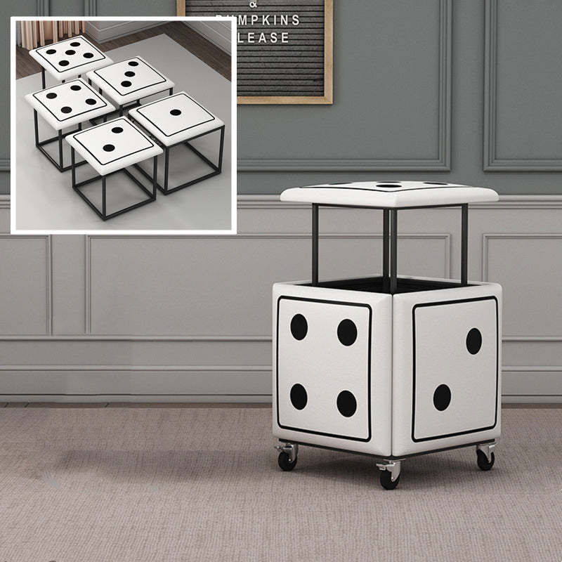 Contemporary Dice 5-in-1 Stackable Stool with Casters