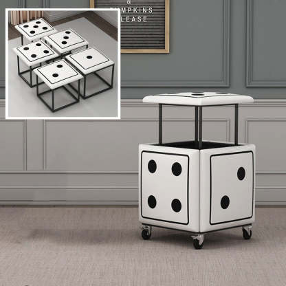 Contemporary Dice 5-in-1 Stackable Stool with Casters