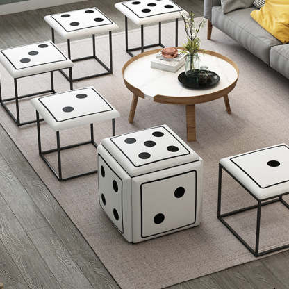 Contemporary Dice 5-in-1 Stackable Stool with Casters