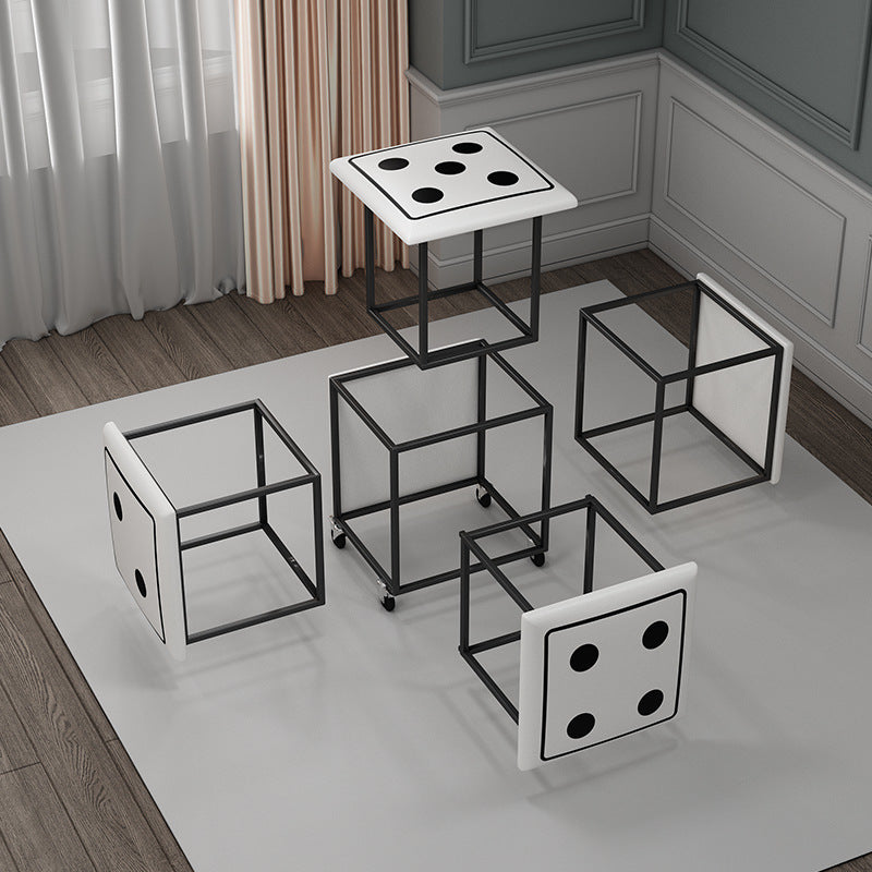 Contemporary Dice 5-in-1 Stackable Stool with Casters