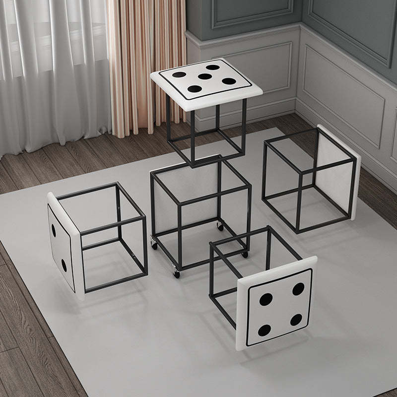 Contemporary Dice 5-in-1 Stackable Stool with Casters
