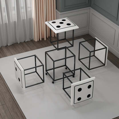 Contemporary Dice 5-in-1 Stackable Stool with Casters