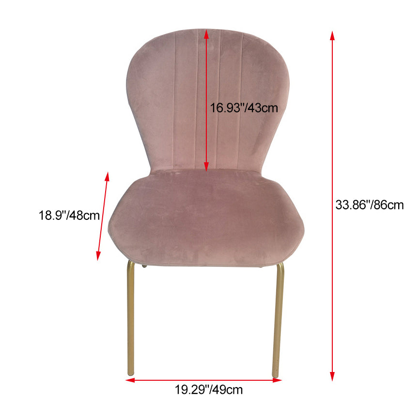 Curved Velvet Iron-Leg Dining Chair