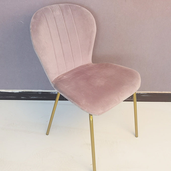 Curved Velvet Iron-Leg Dining Chair