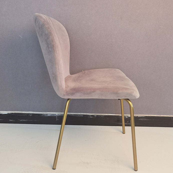 Curved Velvet Iron-Leg Dining Chair
