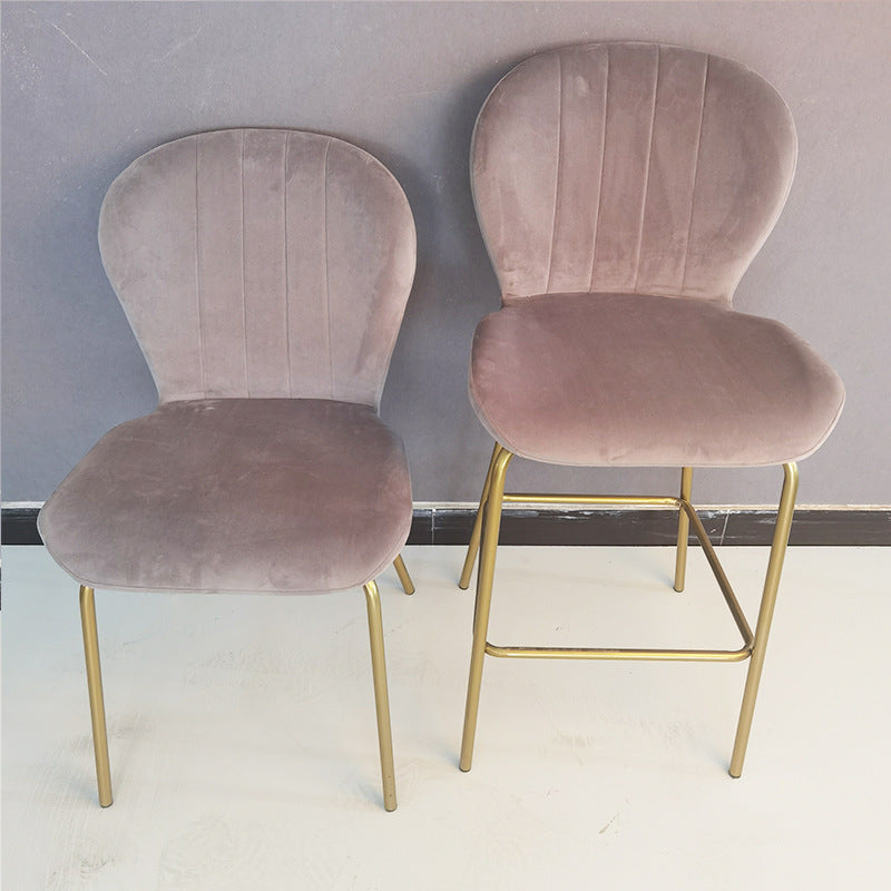 Curved Velvet Iron-Leg Dining Chair
