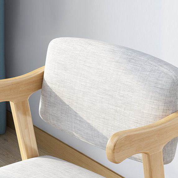 Fabric Upholstered Wood Dining Chair — White Frame+Black Leather Seat