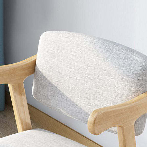 Fabric Upholstered Wood Dining Chair — White Frame+Black Leather Seat
